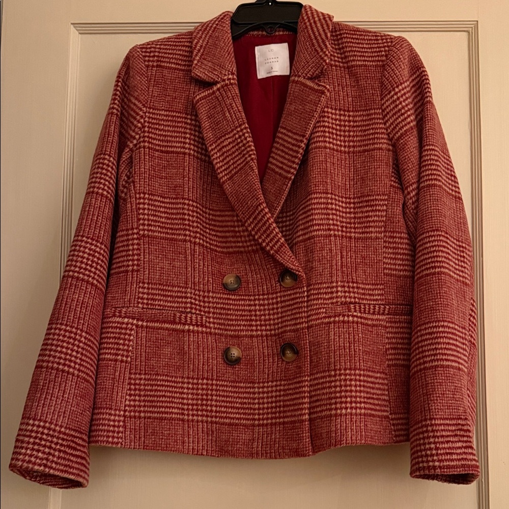 LC Lauren Conrad Red Plaid Blazer